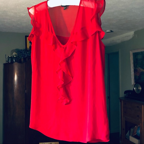 Express Red Ruffle Blouse - Picture 1 of 8
